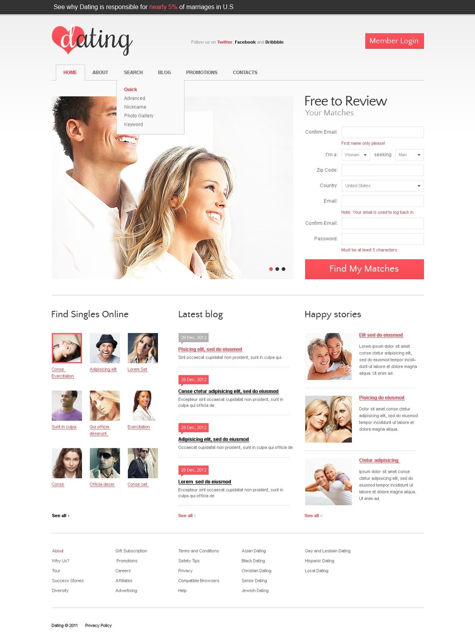 Dating PSD Template 57197