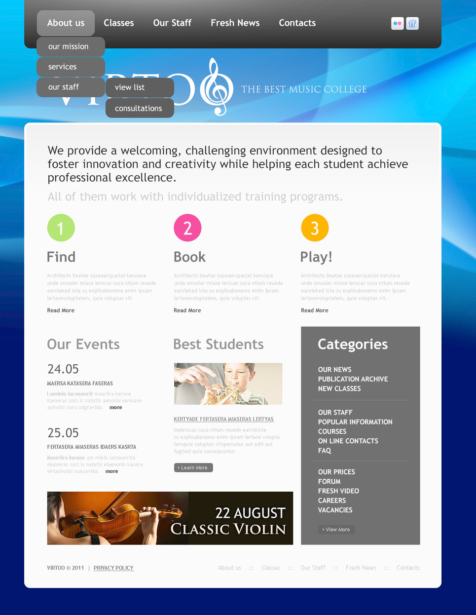 Music School PSD Template New Screenshots BIG