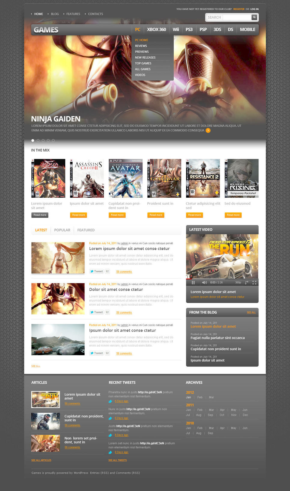 Game Portal PSD Template New Screenshots BIG