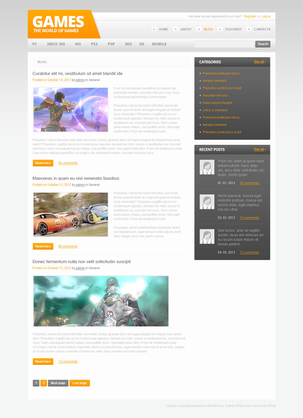Games PSD Template New Screenshots BIG