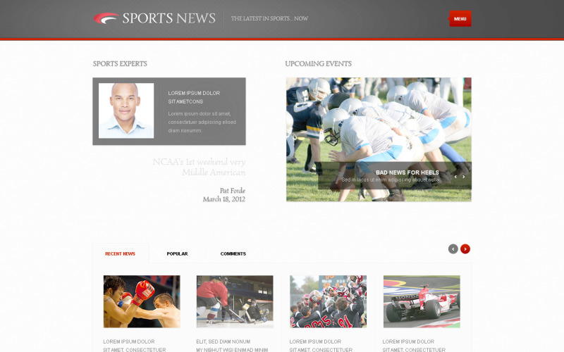 Sports News PSD Template