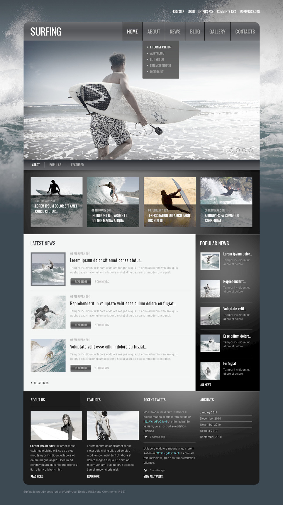 Surfing PSD Template New Screenshots BIG