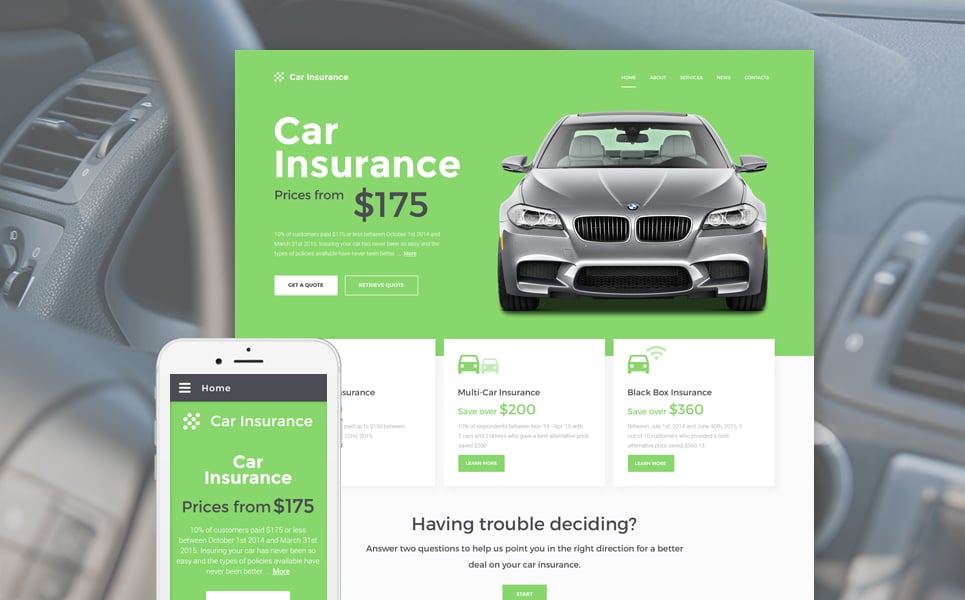 Car Insurance Responsive Website Template New Screenshots BIG