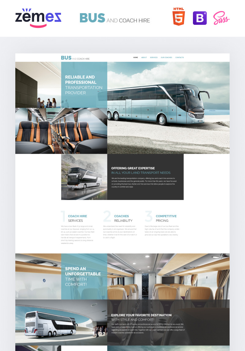 Bus and Coach Hire Website Template