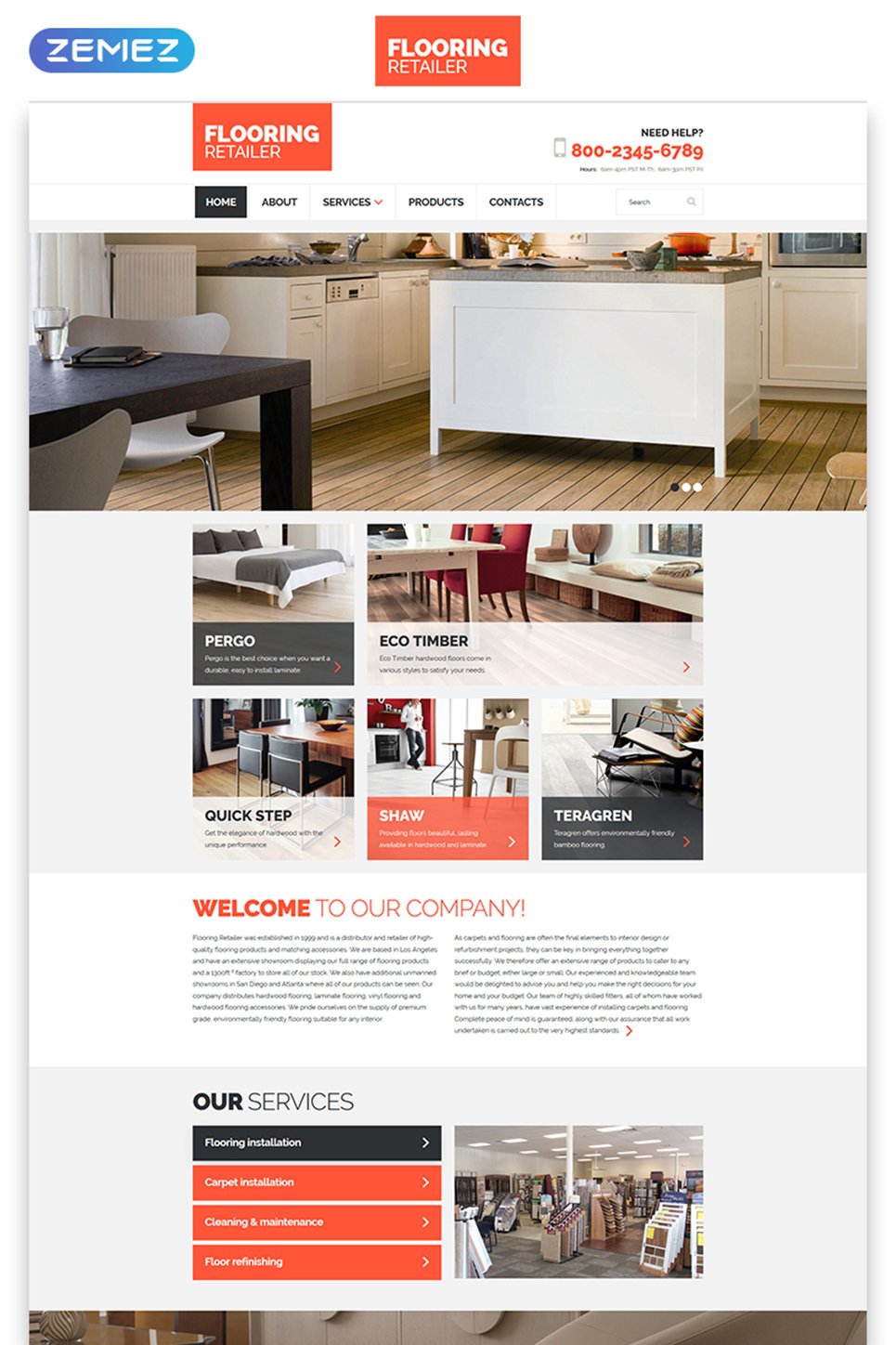 Flooring Responsive Website Template 57649