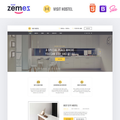 "Hostel - Travel Multipage HTML5" modèle web adaptatif #57677