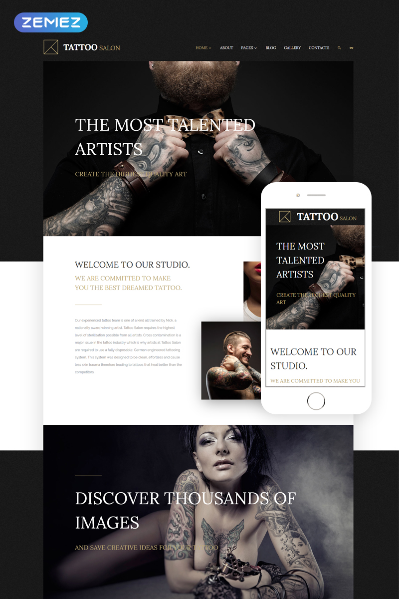 Joomla Vorlage namens "Tattoo Salon" #57650