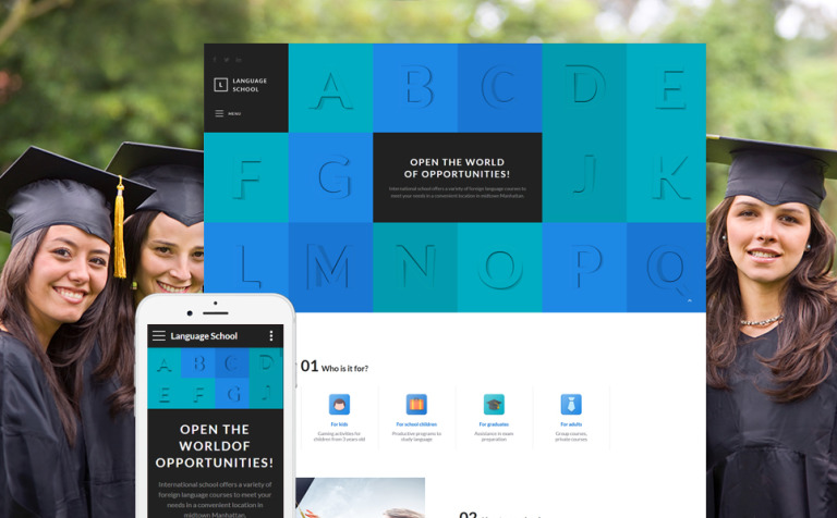 Language School Responsive Website Theme Big Screenshot Language School Responsive Website Template New Screenshots BIG