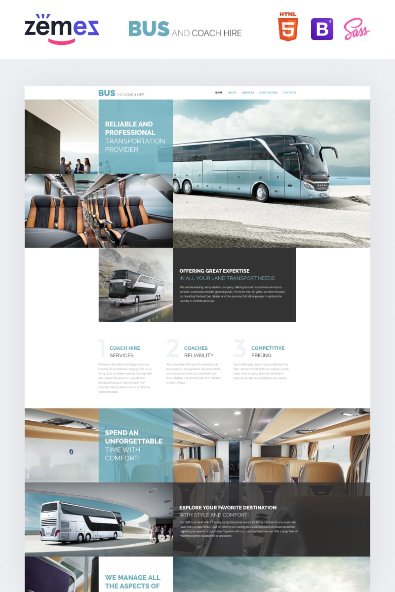 Plantilla Web "Bus and Coach Hire" #57680 - captura de pantalla