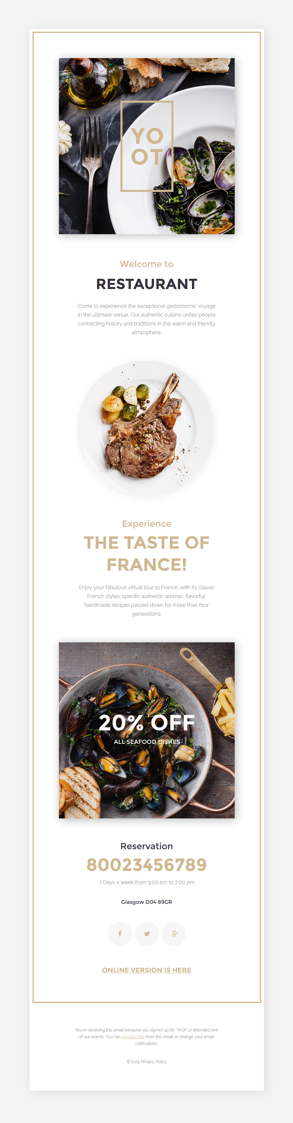 Responsive Nieuwsbrief Template over Café en restaurant №57614 - screenshot