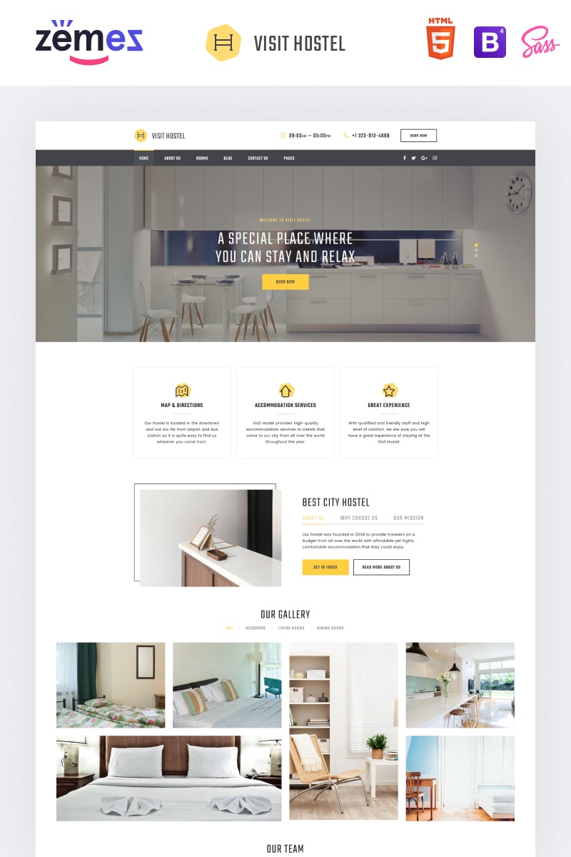 Reszponzív Hostel - Travel Multipage HTML5 Weboldal sablon 57677