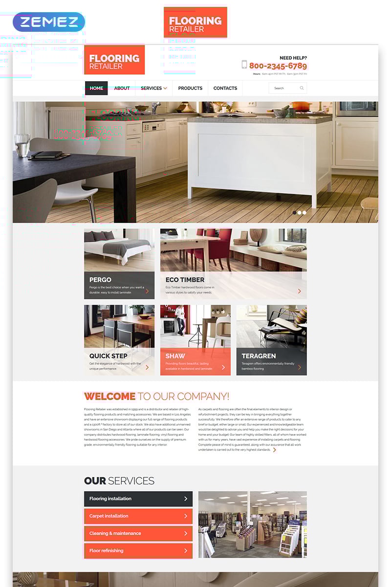 Website Vorlage namens "Flooring - Furniture Responsive Clean HTML" #57649