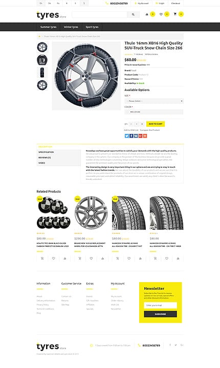 Kit Graphique #57718 Tyres Pneus Opencart Template - OpenCart Product Page