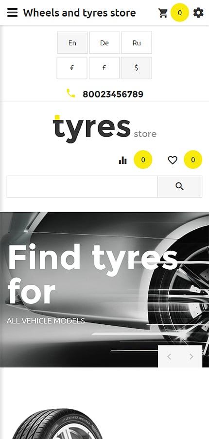 Kit Graphique #57718 Tyres Pneus Opencart Template - Smartphone Layout 1 