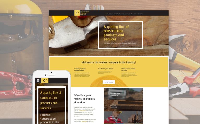 Construction Materials Company Parallax Website Template Big Screenshot Construction Materials Company Website Template New Screenshots BIG