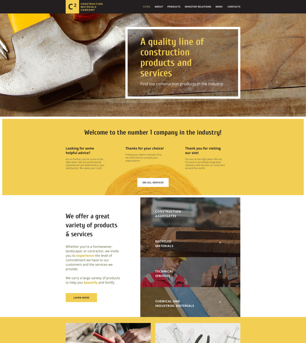Live demo for Construction Materials Company site Template 57717