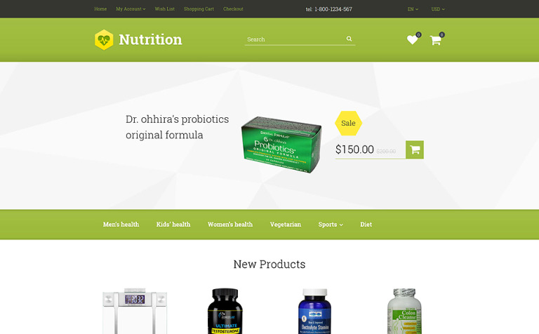 Nutrition/Supplements Bootstrap OpenCart Template Big Screenshot Nutrition/Supplements OpenCart Template New Screenshots BIG