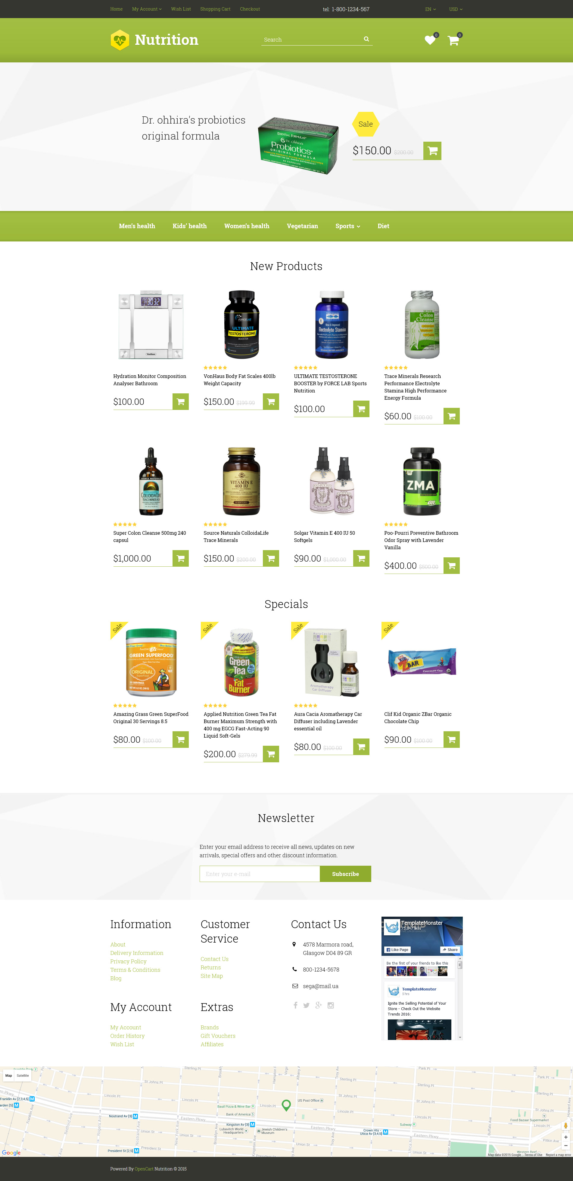 Nutrition/Supplements OpenCart Template 