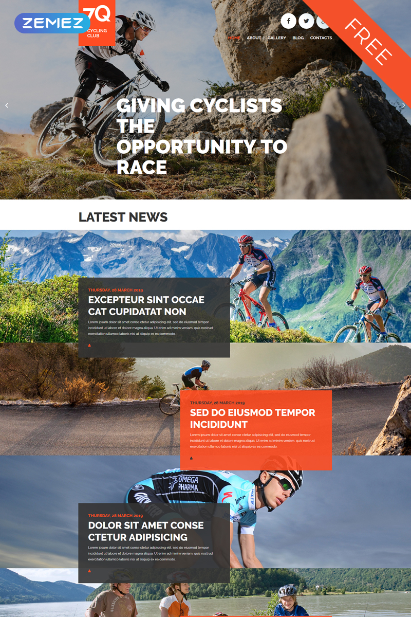 7Q - Cycling Free Creative Joomla Theme Joomla Template - screenshot