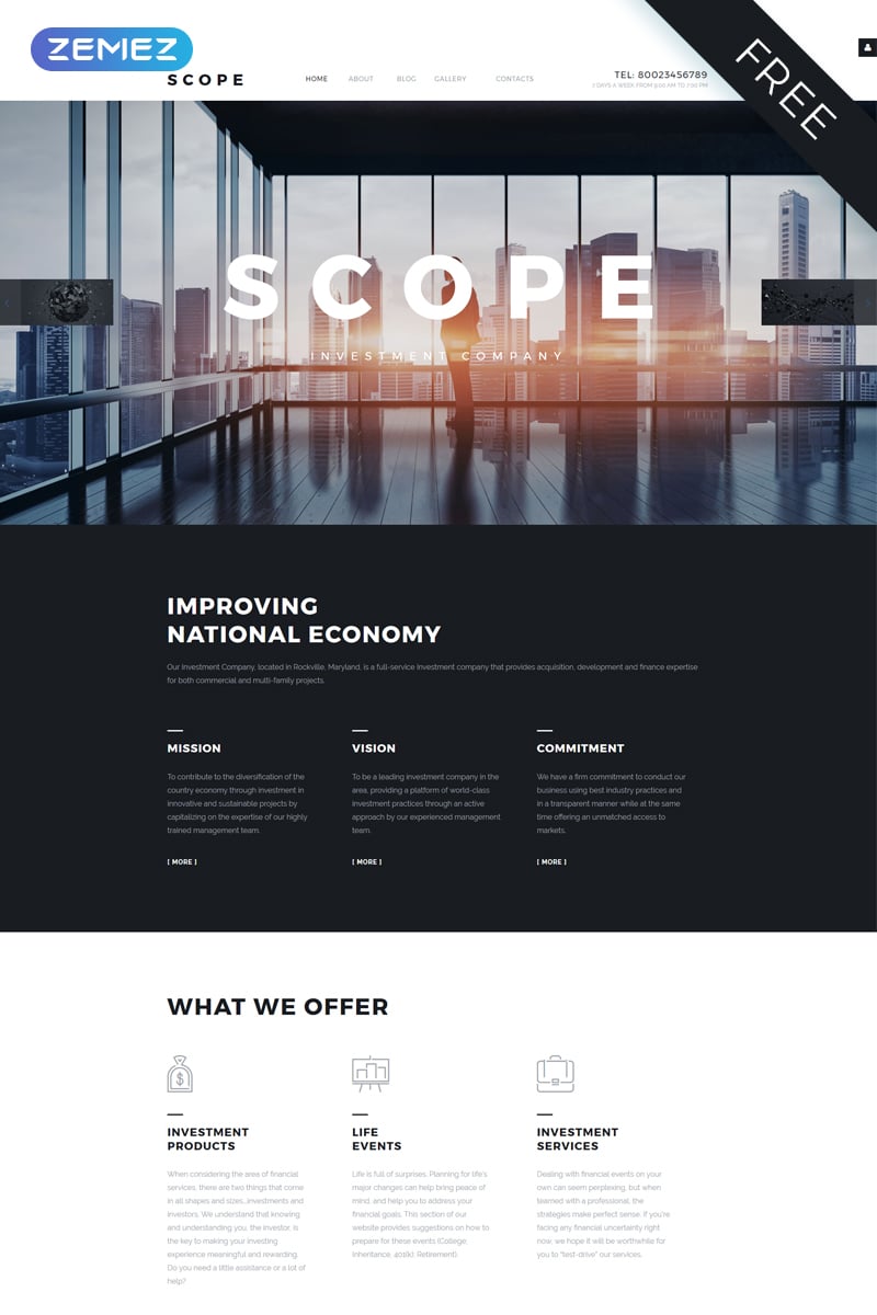 "SCOPE - Investment Company Corporate" - Joomla шаблон №57798 - скріншот