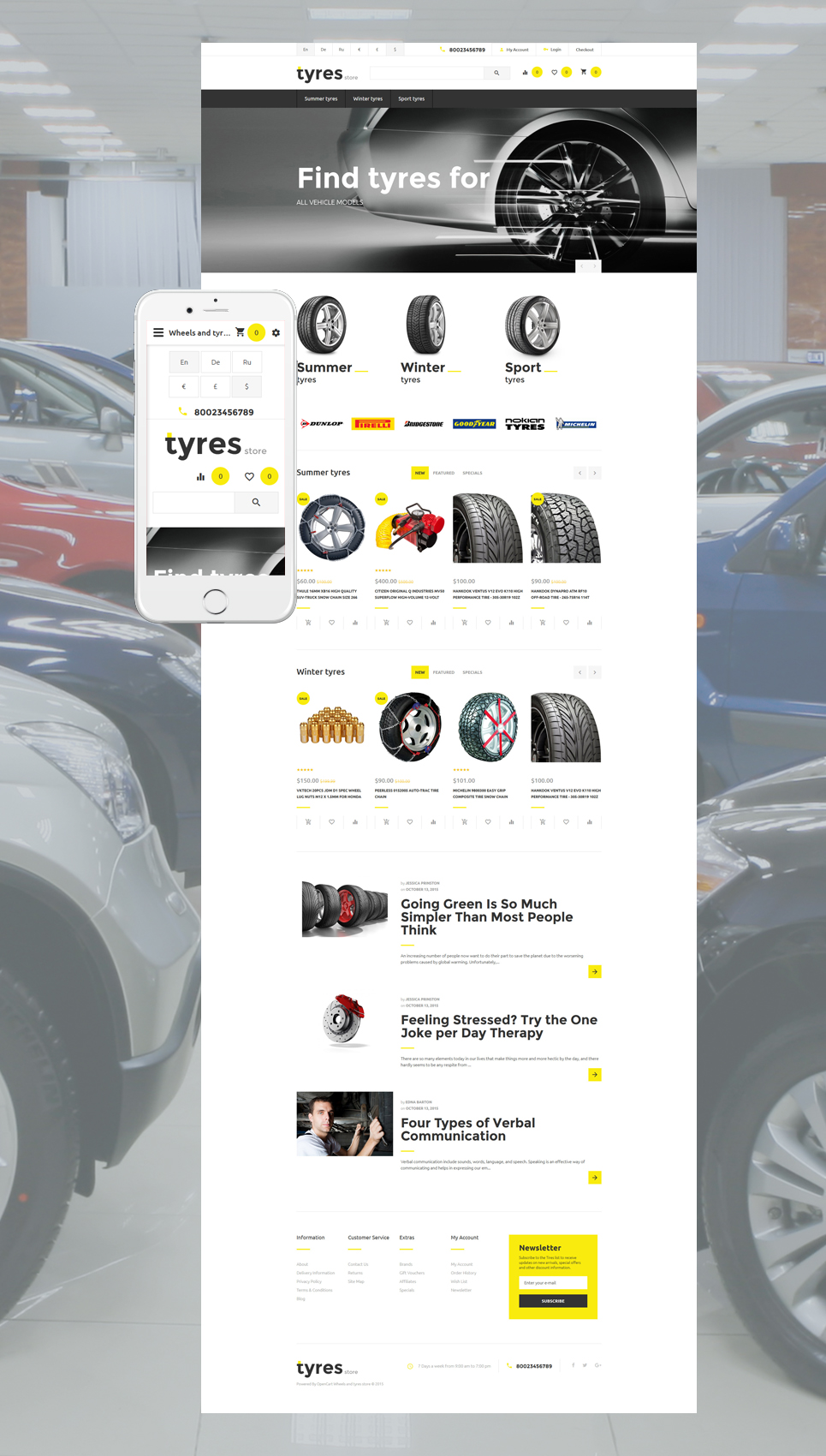 Tyres Store OpenCart Template New Screenshots BIG