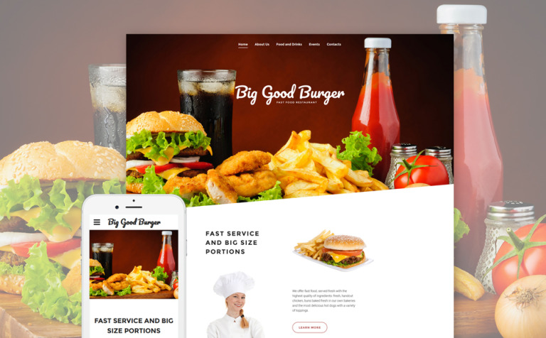 Big Good Burger - Fast Food Responsive Website Theme Big Screenshot Big Good Burger - Fast Food Website Template New Screenshots BIG