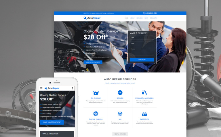 Car Repair Responsive Website Theme Big Screenshot Car Repair Responsive Website Template New Screenshots BIG
