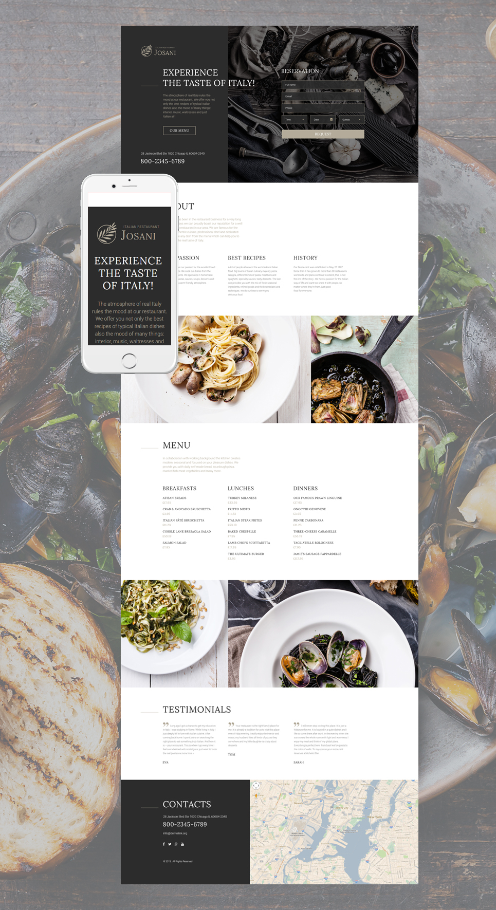 Italian Restaurant Responsive Landing Page Template New Screenshots BIG