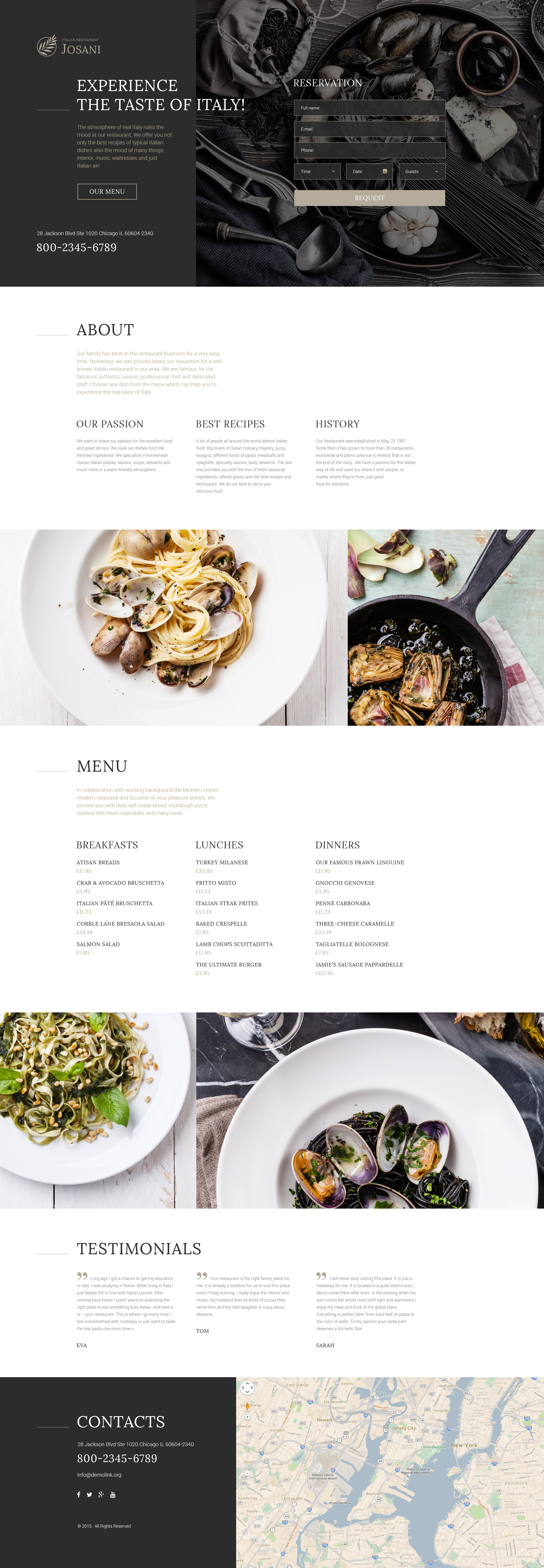 Responsives Landing Page Template für Italienisches Restaurant #57854 - Screenshot