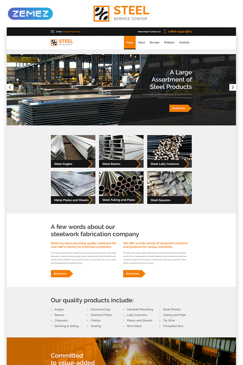 Reszponzív STEEL - Service Center Responsive Modern HTML Weboldal sablon 57819