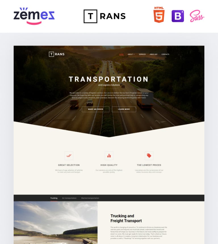  Transportation Responsive Website Template