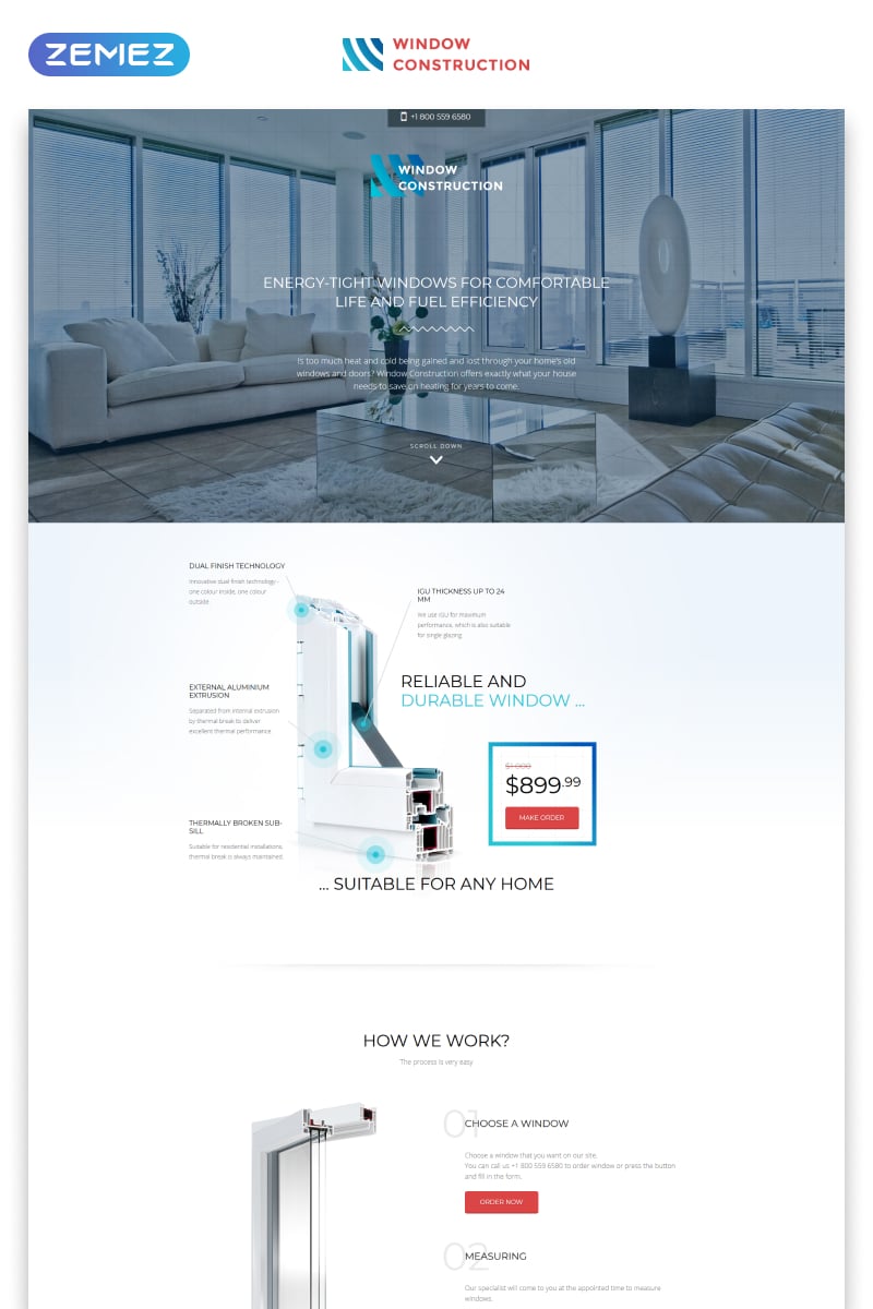 Window Construction - Windows & Doors HTML Bootstrap Landing Page Template