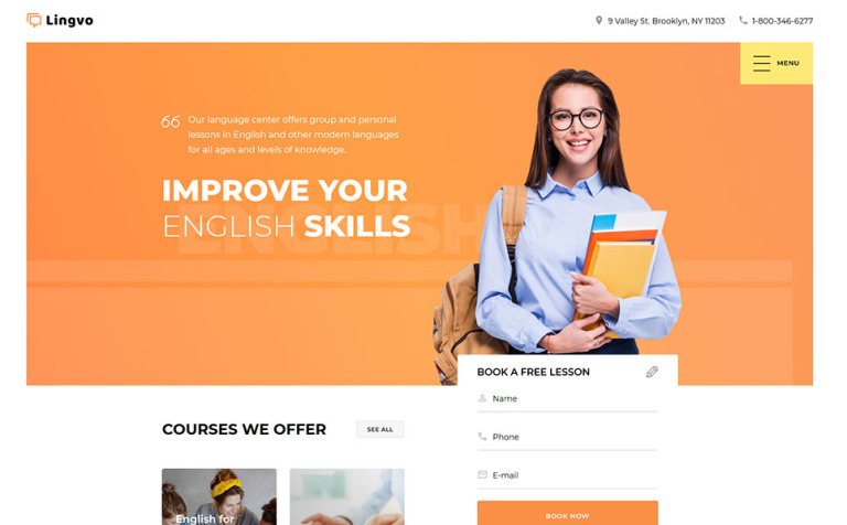 Language School Responsive Website Theme Big Screenshot Language School Responsive Website Template New Screenshots BIG