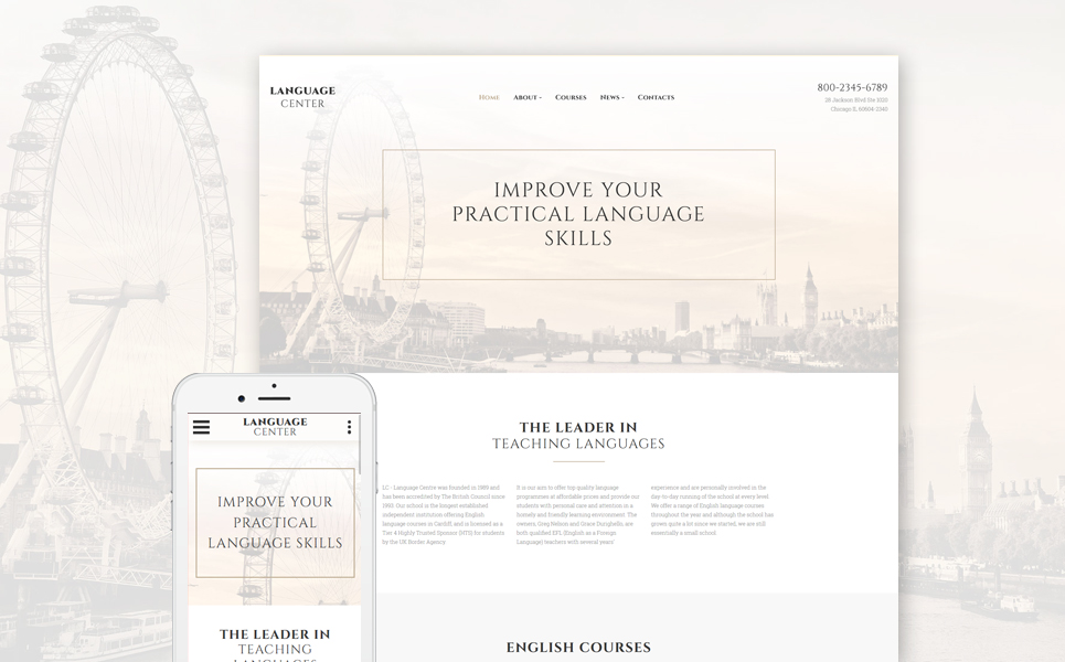Language School Responsive Website Template New Screenshots BIG