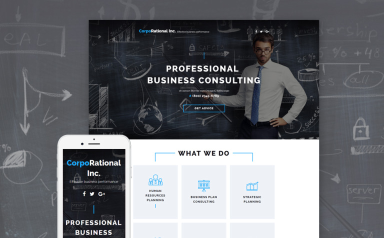 Consulting Parallax Landing Page Template Big Screenshot Consulting Landing Page Template New Screenshots BIG