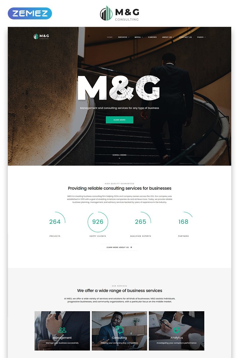 "M&G - Consulting Multipage HTML5 Website Template" Responsive Website template №58071