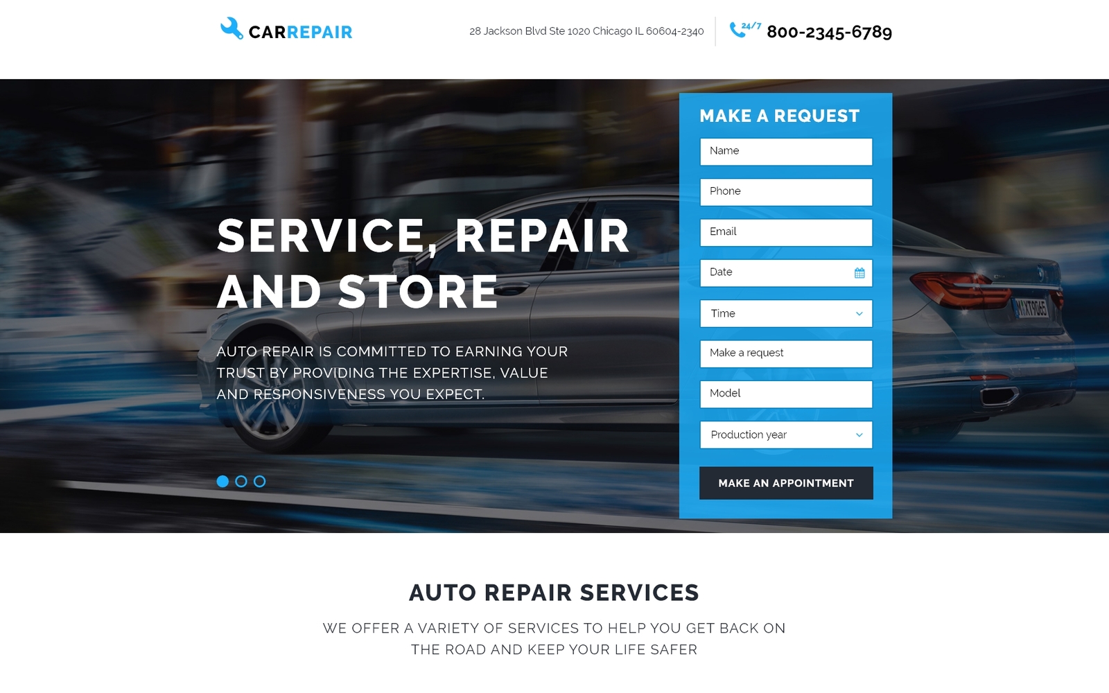 Plantilla Para Página De Aterrizaje Responsive para Sitio de Reparación de coches #58068