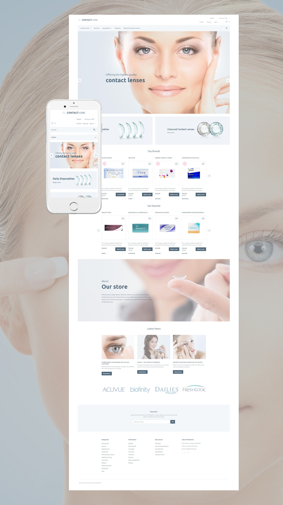 Contact Lenses PrestaShop Theme New Screenshots BIG