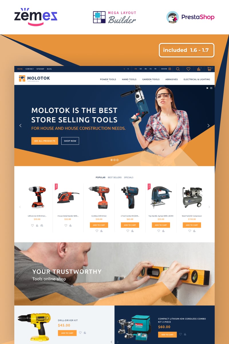 Molotok - Tools Store Template PrestaShop Theme - screenshot