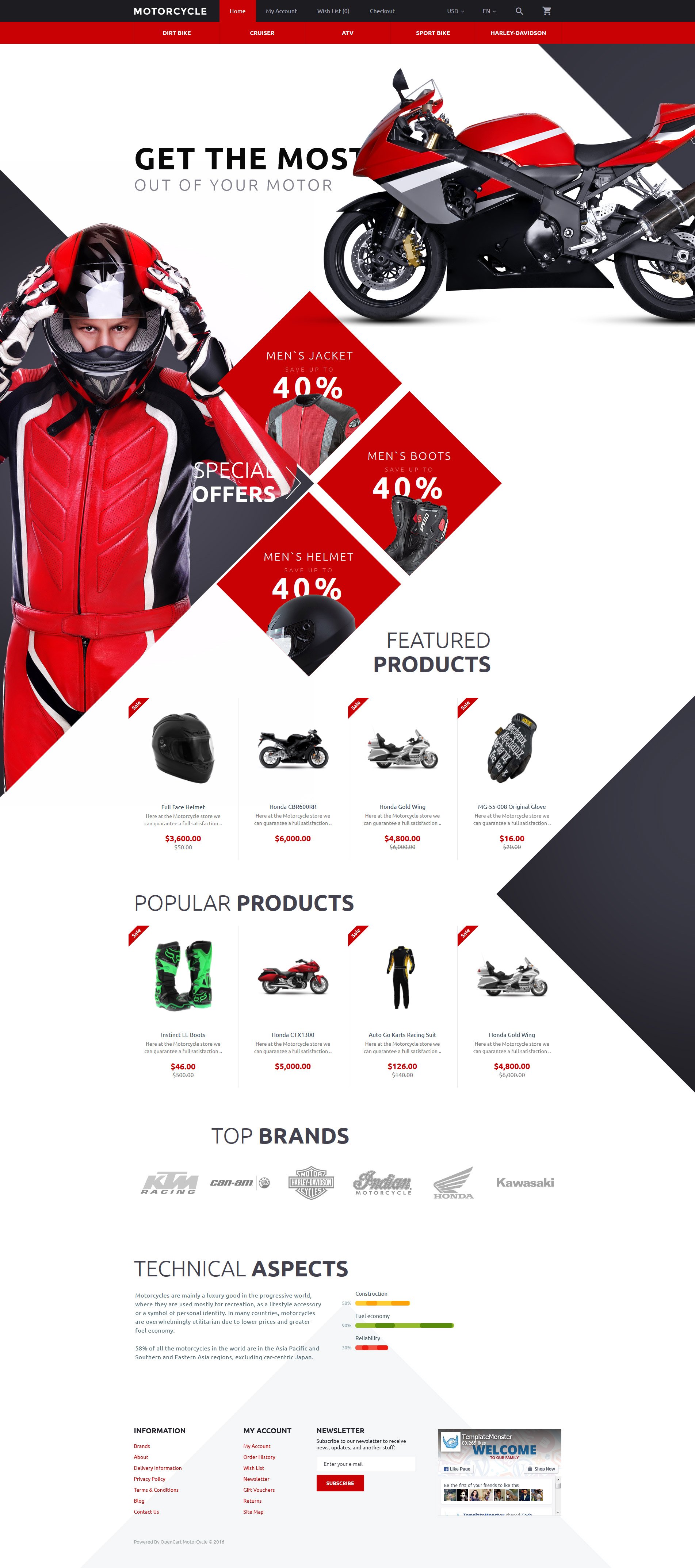 motocross opencart template motorcycle templates