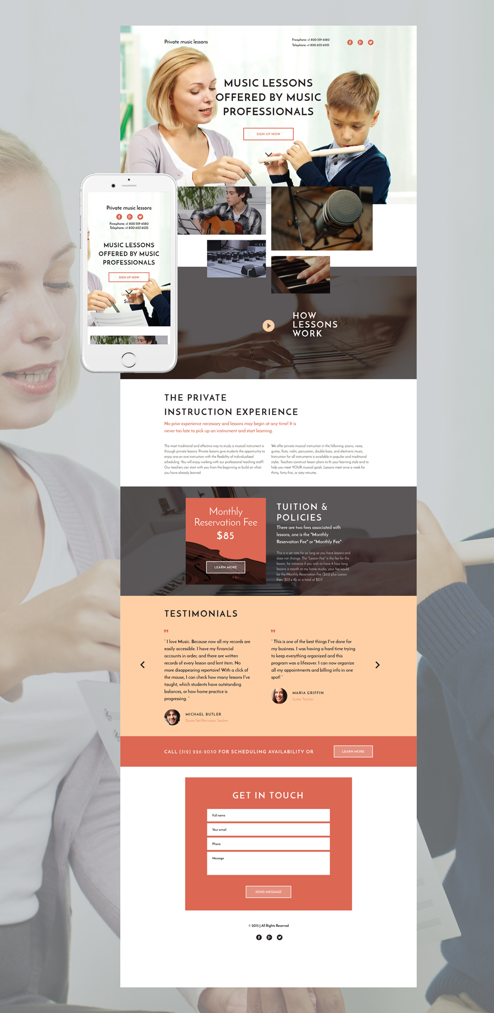 Music School Responsive Landing Page Template New Screenshots BIG