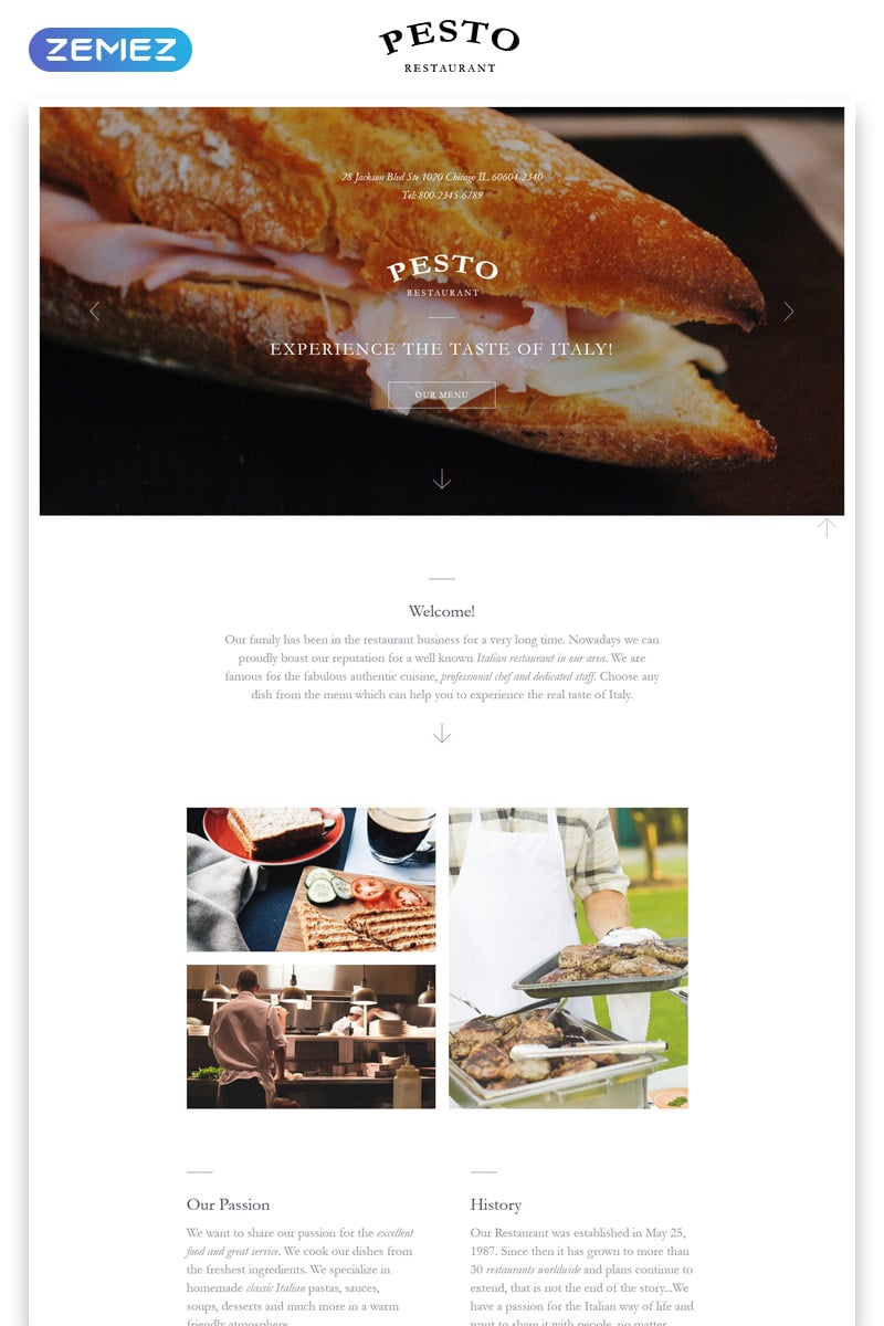 Pesto - Cafe and Restaurant Clean HTML Landing Page Template