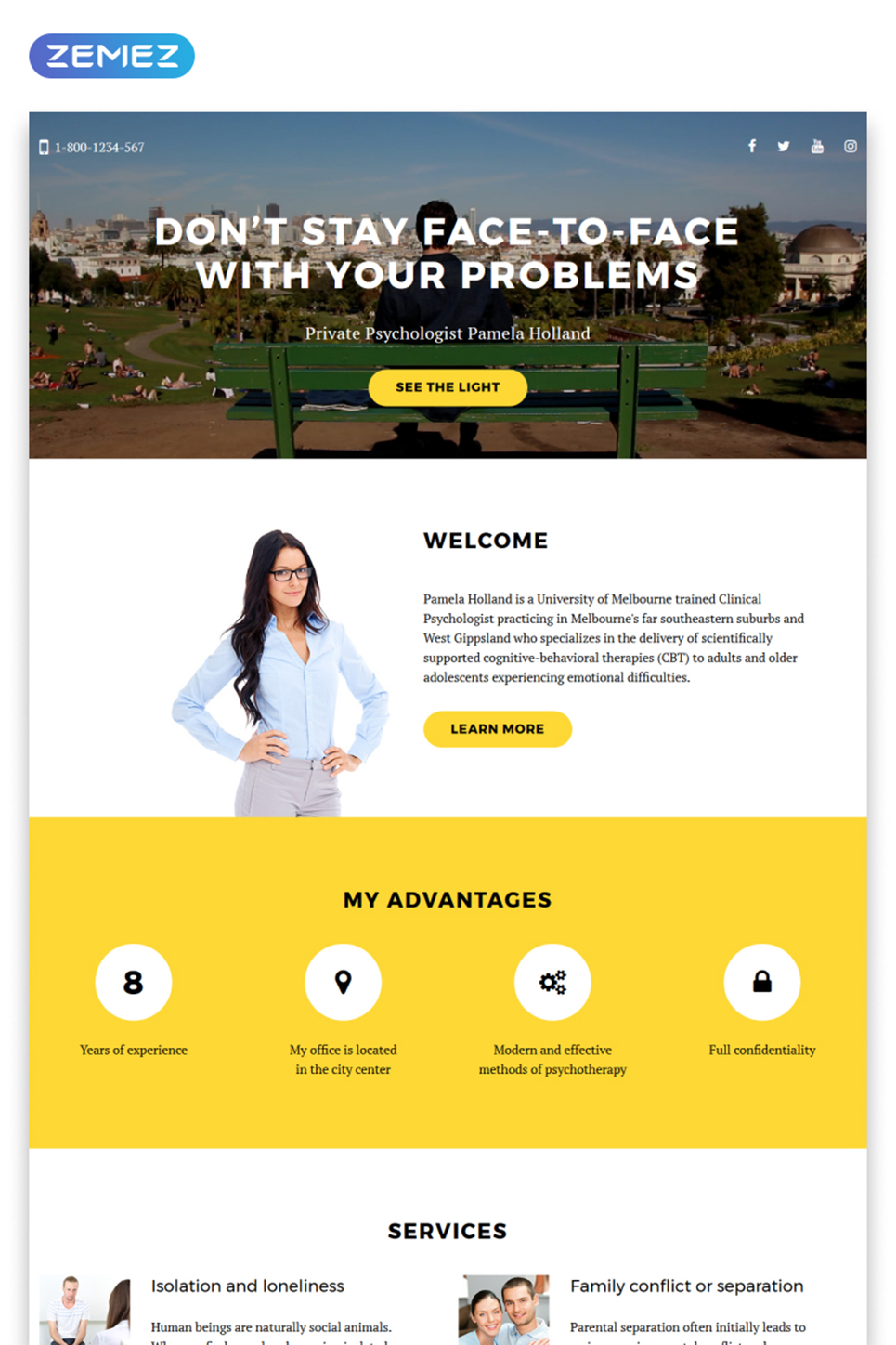 Psychologist Responsive Landing Page Template New Screenshots BIG