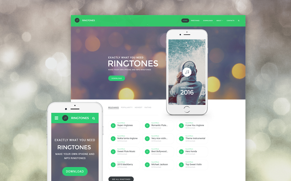 Ringtones Portal Website Template New Screenshots BIG