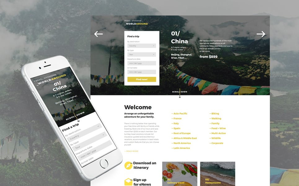 WorldAround - Travel Operator Landing Page Template New Screenshots BIG