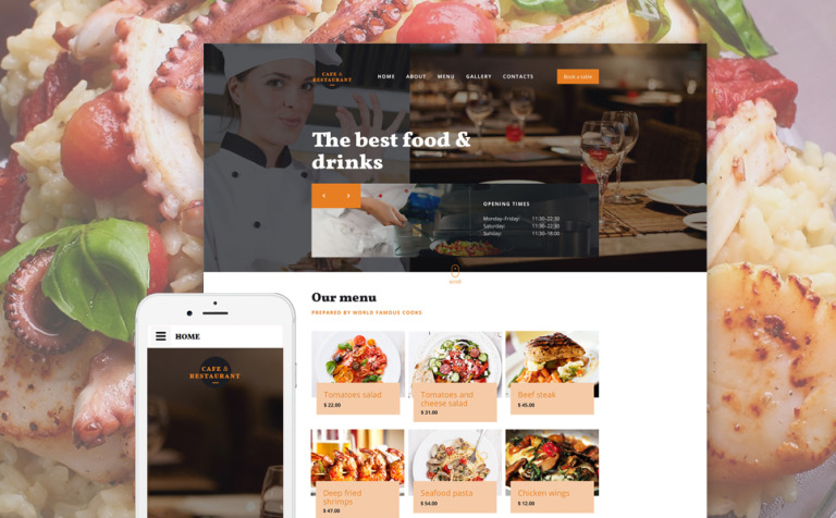 Cafe and Restaurant Bootstrap Website Template Big Screenshot Cafe and Restaurant Responsive Website Template New Screenshots BIG