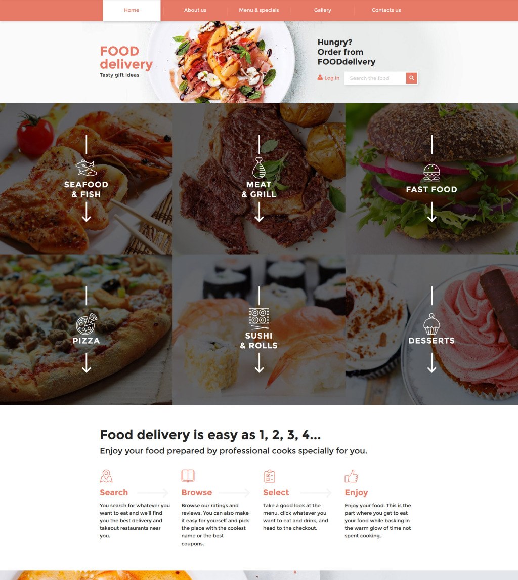 Live preview for Catering Responsive Website Template #58276