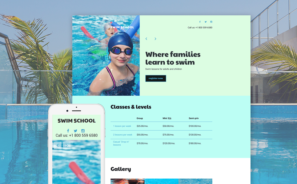 Swimming School Responsive Landing Page Template New Screenshots BIG