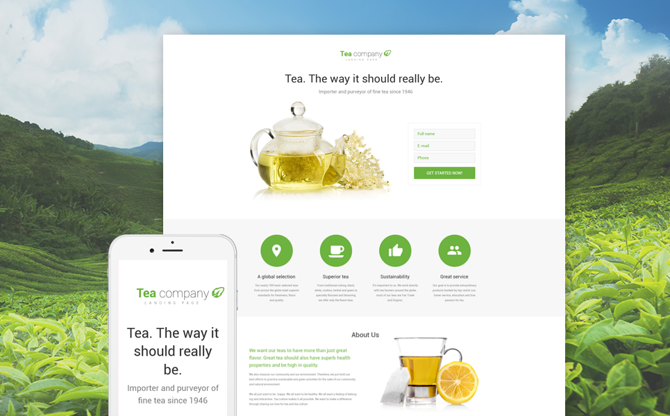 Tea Shop Responsive Landing Page Template New Screenshots BIG