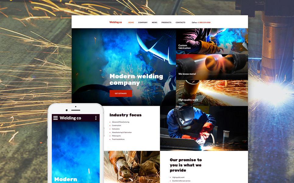 Welding Co Responsive Website Template Big Screenshot Welding Co Website Template New Screenshots BIG